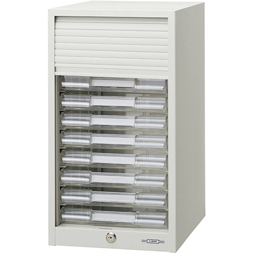 ライオン事務器　シャッター扉付レターケース　A4タテ　10段　ライトグレー　No.1310PT　1台（ご注文単位1台）【直送品】