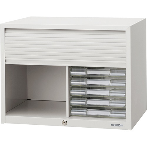 ライオン事務器　シャッター扉付レターケース　A4タテ　7段コンビ　ライトグレー　No.407PT　1台（ご注文単位1台）【直送品】