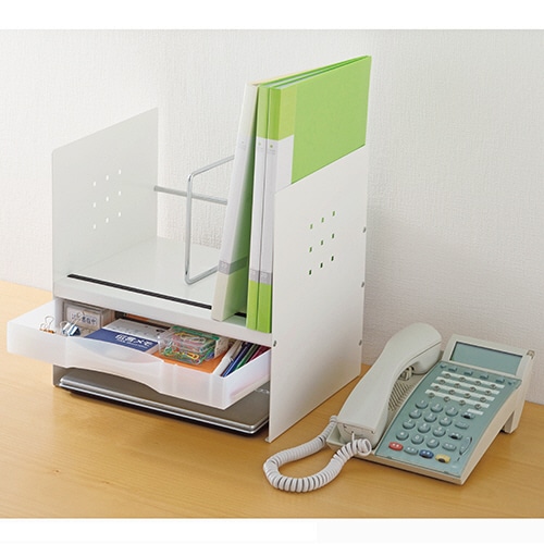 トヨダプロダクツ ブックスタンド(引き出し付) ホワイト BSST-032HC 1台(ご注文単位1台)【直送品】