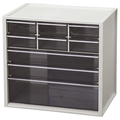 アイリスオーヤマ　小物キャビネット　引出し9個　ライトグレー　KC-350DR　1台（ご注文単位1台）【直送品】