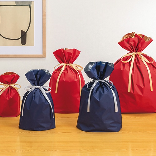 店研創意 ストア・エキスプレス 梨地リボン付ギフトバッグ ネイビー 45cm 1パック(20枚)(ご注文単位1パック)【直送品】