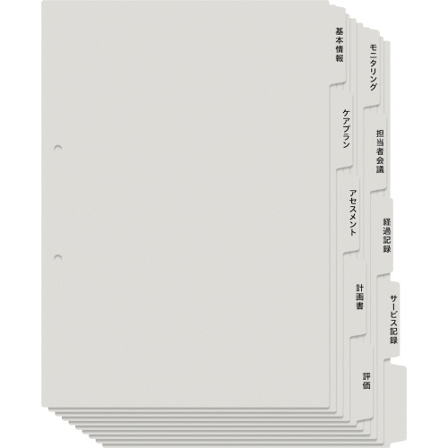 プラス　たすけあ　利用者カルテ用インデックス　A4タテ　5山2組　グレー　FL-807IS　1パック（ご注文単位1パック）【直送品】