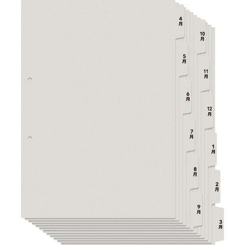 プラス　たすけあ　レセプト用4-3月インデックス　A4タテ　6山2組　グレー　FL-809IS　1パック（ご注文単位1パック）【直送品】