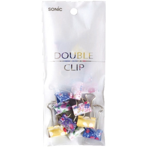 ソニック　花柄ダブルクリップ　小　口幅19mm　GP-472　1パック（15個）（ご注文単位1パック）【直送品】