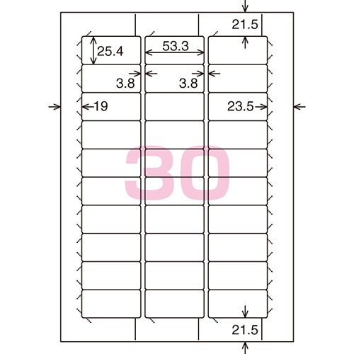 コクヨ プリンタを選ばない はかどりラベル(各社共通レイアウト) A4 30面 25.4×53.3mm KPC-E1301-100N 1冊(100シート)(ご注文単位1冊)【直送品】