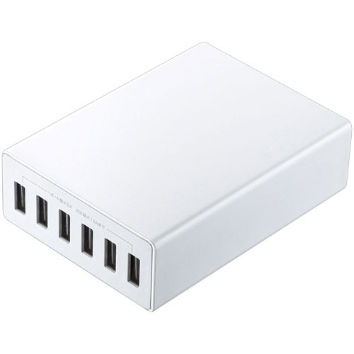 サンワサプライ　USB充電器　6ポート　合計12A　ホワイト　ACA-IP67W　1個（ご注文単位1個）【直送品】