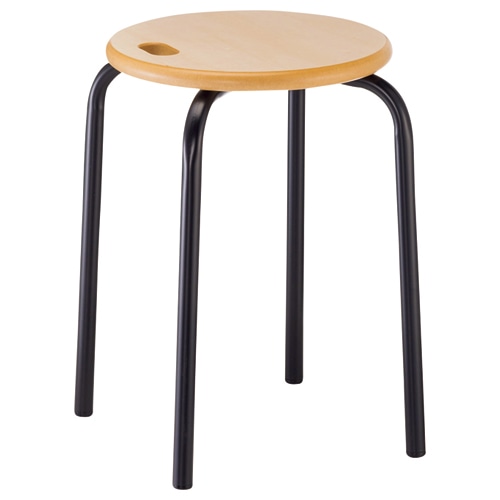ルネセイコウ　ハンドルスツール　高さ450mm　ナチュラル／ブラック　HS-2T　1脚（ご注文単位1脚）【直送品】