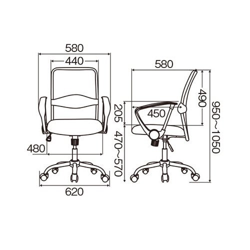 不二貿易 メッシュバックチェアー チェイサー ローバック 肘付 ブラック 90051 1脚(ご注文単位1脚)【直送品】