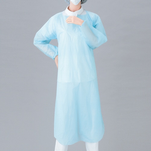 オオサキメディカル プラスチックエプロン 袖付 ゴム袖 ふつうサイズ 1箱(10枚)(ご注文単位1箱)【直送品】