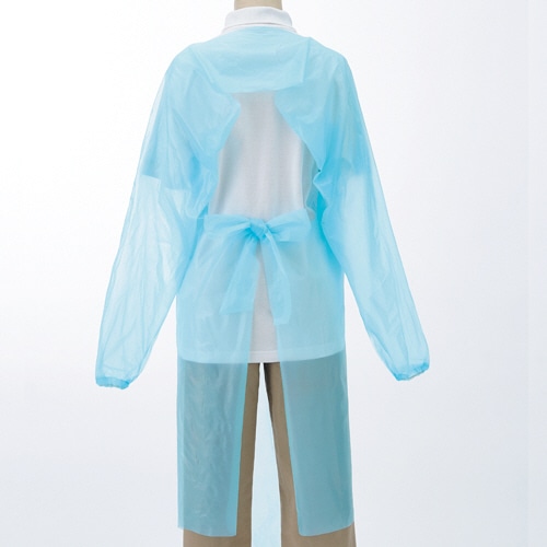 オオサキメディカル プラスチックエプロン 袖付 ゴム袖 ふつうサイズ 1箱(10枚)(ご注文単位1箱)【直送品】