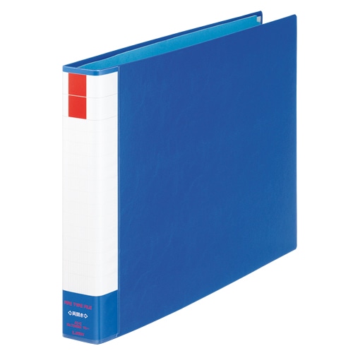ライオン事務器　パイプ式ファイル（環境）　両開き　A3ヨコ　300枚収容　30mmとじ　背幅51mm　ブルー　No.7302RK　1冊（ご注文単位1冊）【直送品】