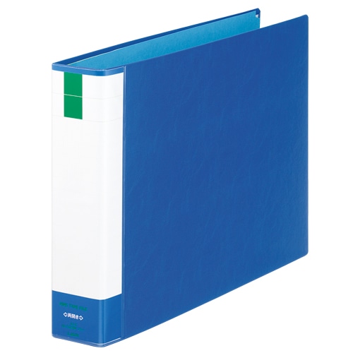 ライオン事務器　パイプ式ファイル（環境）　両開き　A3ヨコ　500枚収容　50mmとじ　背幅71mm　ブルー　No.7502RK　1冊（ご注文単位1冊）【直送品】
