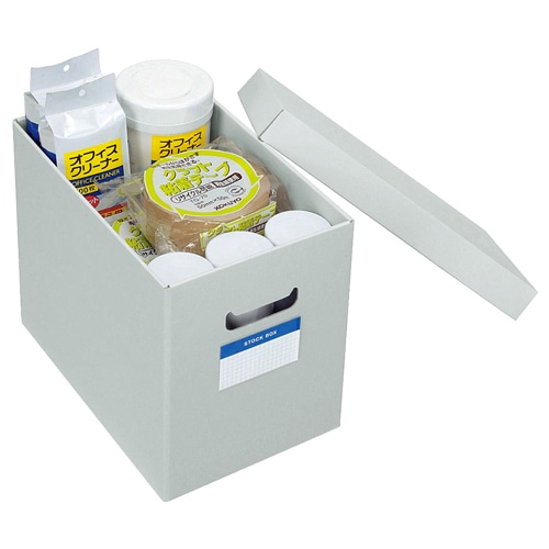 コクヨ ストックボックス(フタ付き) 内寸180×322×260mm グレー フ-SB982M 1個(ご注文単位1個)【直送品】