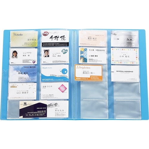 ビュートン 名刺ホルダー A4タテ 200名用 ヨコ入れ ダークブルー INC-A4-200DB 1冊(ご注文単位1冊)【直送品】