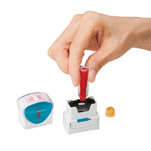 シヤチハタ Xスタンパー ビジネス用キャップレス 専用補充インキ(顔料系) 直液式カートリッジ 朱色 XLR-RC-OR 1個(ご注文単位1個)【直送品】