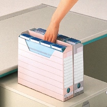 ライオン事務器 ボックスファイル ダンボール製 A4ヨコ 背幅78mm 青 No.1080E 1冊(ご注文単位1冊)【直送品】