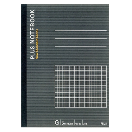 プラス　ノートブック　セミB5　G罫5mm方眼　30枚　グレー　NO-003GS　1冊（ご注文単位1冊）【直送品】