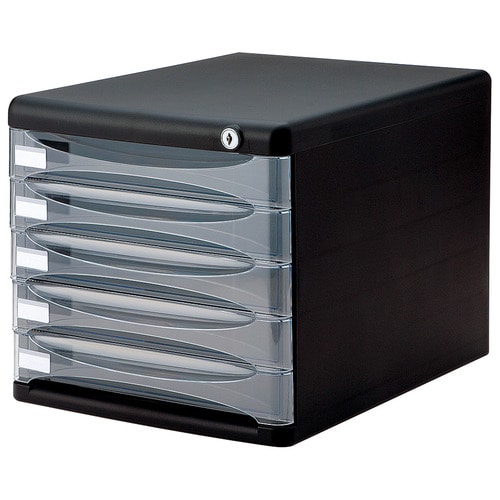 ナカバヤシ　セキュリティデスクトップレターケース　A4タテ　浅5段　ブラック　A4-SK5D　1台（ご注文単位1台）【直送品】