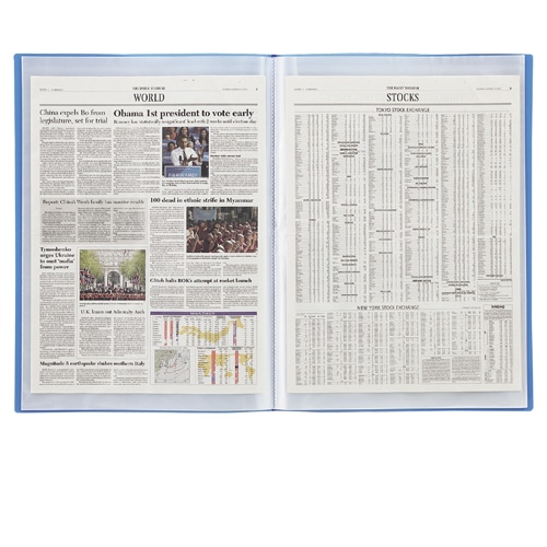 リヒトラブ　リクエスト　透明クリヤーブック　A3Lタテ　20ポケット　背幅11mm　ブルー　G3133-8　1冊（ご注文単位1冊）【直送品】
