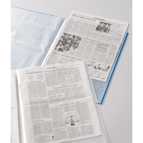 リヒトラブ　リクエスト　透明クリヤーブック　A3Lタテ　20ポケット　背幅11mm　ブルー　G3133-8　1冊（ご注文単位1冊）【直送品】