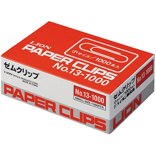 ライオン事務器　ゼムクリップ　小　23mm　No.13-1000　1箱（1000本）（ご注文単位1箱）【直送品】