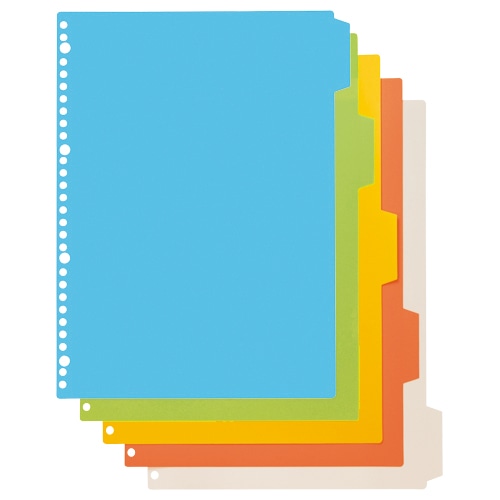 ライオン事務器 PPカラーインデックス A4タテ 2・4・30穴 5色5山 CI-53PC 1組(ご注文単位1組)【直送品】