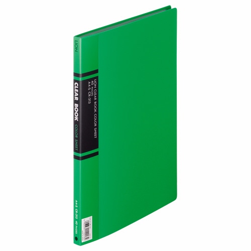 ライオン事務器　クリアーブック　A4タテ　20ポケット　背幅14mm　緑　カラー台紙付　CR-313　1冊（ご注文単位1冊）【直送品】