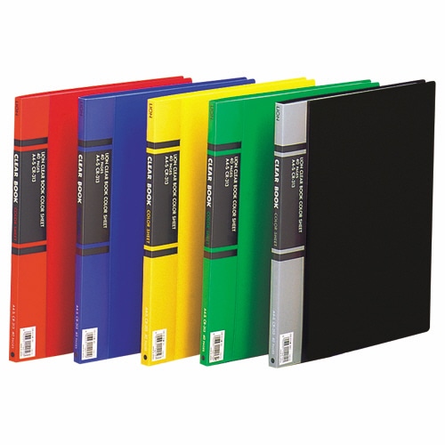 ライオン事務器　クリアーブック　A4タテ　20ポケット　背幅14mm　緑　カラー台紙付　CR-313　1冊（ご注文単位1冊）【直送品】