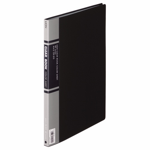 ライオン事務器　クリアーブック　A4タテ　20ポケット　背幅14mm　黒　カラー台紙付　CR-313　1冊（ご注文単位1冊）【直送品】