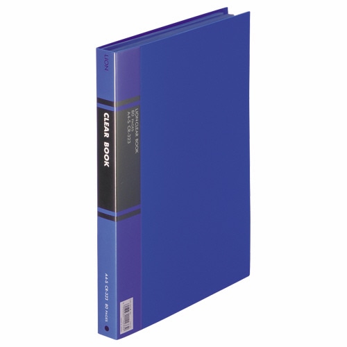 ライオン事務器　クリアーブック　A4タテ　40ポケット　背幅27mm　青　カラー台紙付　CR-323　1冊（ご注文単位1冊）【直送品】