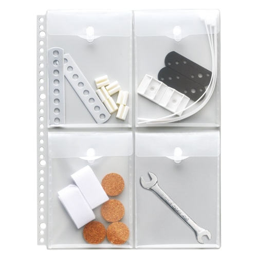 ライオン事務器　ポッケ　de　整理　A4タテ　2・4・30穴　片面4ポケット　マチ・フタ付　NP-4M　1パック（2枚）（ご注文単位1パック）【直送品】