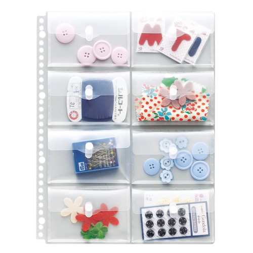 ライオン事務器　ポッケ　de　整理　A4タテ　2・4・30穴　片面8ポケット　マチ・フタ付　NP-8M　1パック（2枚）（ご注文単位1パック）【直送品】