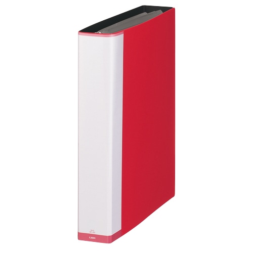 ライオン事務器　マニュアルまるごとファイル　A4タテ　4穴　10ポケット付属　背幅55mm　レッド　MF-443　1冊（ご注文単位1冊）【直送品】