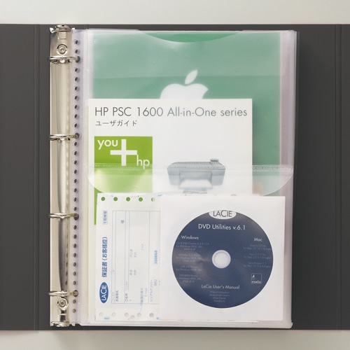 ライオン事務器　マニュアルまるごとファイル　A4タテ　4穴　10ポケット付属　背幅55mm　レッド　MF-443　1冊（ご注文単位1冊）【直送品】