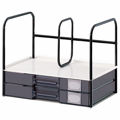 ライオン事務器　引出し付本立　W340×D243×H274mm　引出しA4ヨコ2段1列　L-20　1台（ご注文単位1台）【直送品】