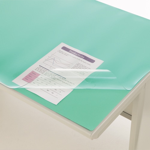 ライオン事務器　デスクマット　PVC製　光沢仕上　ダブル（グリーンマット付）　990×590×1.8mm　No.106N　1枚（ご注文単位1枚）【直送品】