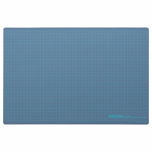 ライオン事務器　カッティングマット　KIRIKIRI　再生PVC製　450×300×1.2mm　ブルー　CM-45K　1枚（ご注文単位1枚）【直送品】