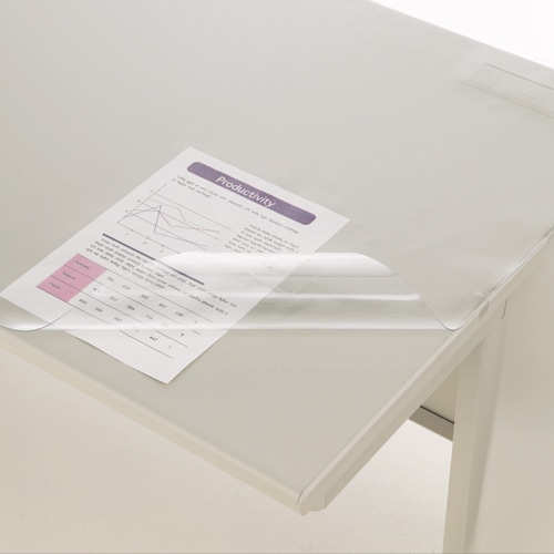 ライオン事務器　デスクマット　PVC製　光沢仕上　シングル　600×450×0.8mm　M-SE　1枚（ご注文単位1枚）【直送品】