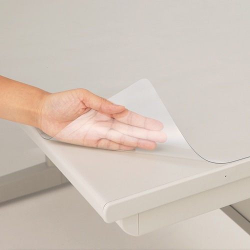 ライオン事務器 デスクマット PVC製 光沢仕上 シングル 600×450×0.8mm M-SE 1枚(ご注文単位1枚)【直送品】