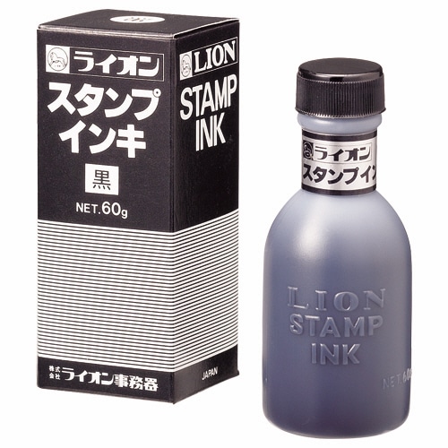 ライオン事務器　スタンプ台No.23・CS-13専用補充インキ　水性染料　60g　黒　2号　1個（ご注文単位1個）【直送品】