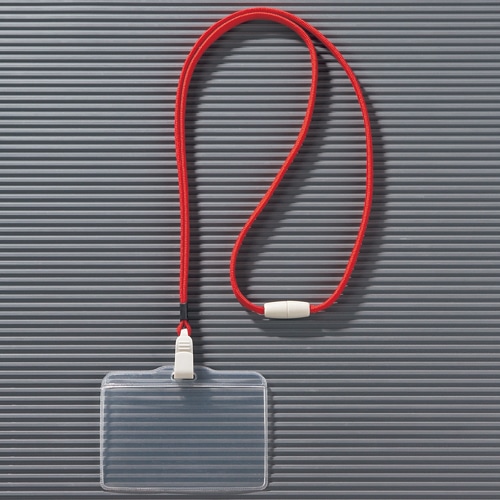 ライオン事務器　つりさげ名札　ヨコ型　ソフトタイプ　平ひも　レッド　N73ER-10P　1パック（10個）（ご注文単位1パック）【直送品】