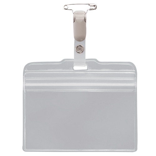 ライオン事務器　チャック式名札　ヨコ型　ソフトタイプ　取付用クリップ付　N77K-10P　1パック（10個）（ご注文単位1パック）【直送品】