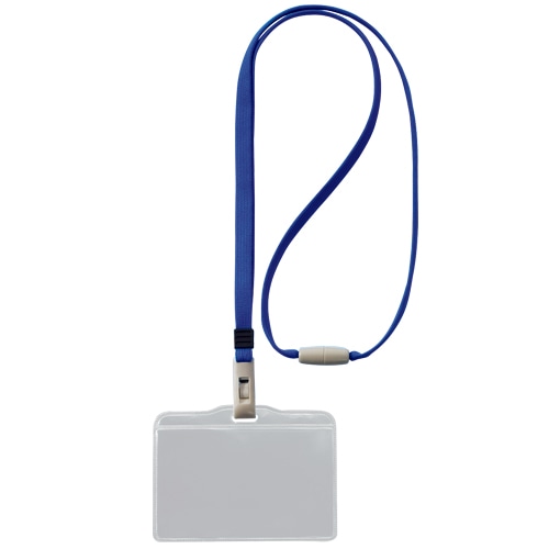 ライオン事務器　つりさげ名札　ヨコ型　ソフトタイプ　平ひも　ブルー　N73SR-10P　1パック（10個）（ご注文単位1パック）【直送品】