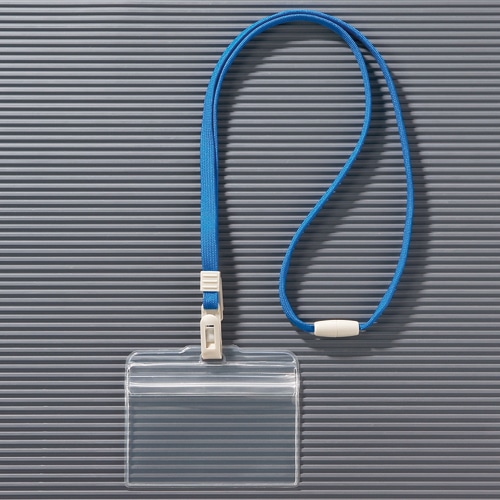 ライオン事務器　つりさげチャック式名札　ヨコ型　ソフトタイプ　平ひも　ブラック　N77CR-10P　1パック（10個）（ご注文単位1パック）【直送品】