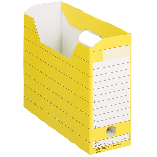 ライオン事務器 ボックスファイル ダンボール製 A4ヨコ 背幅105mm 黄 No.1100E 1冊(ご注文単位1冊)【直送品】