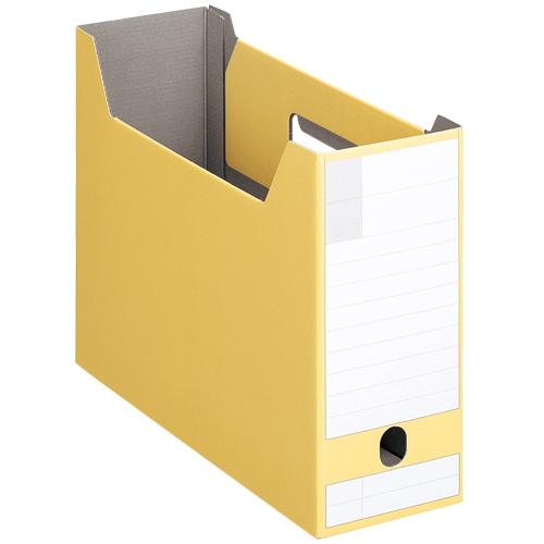 ライオン事務器 ボックスファイル ダンボール製 A4ヨコ型ピッタリサイズ 背幅102mm イエロー BF-432D 1冊(ご注文単位1冊)【直送品】