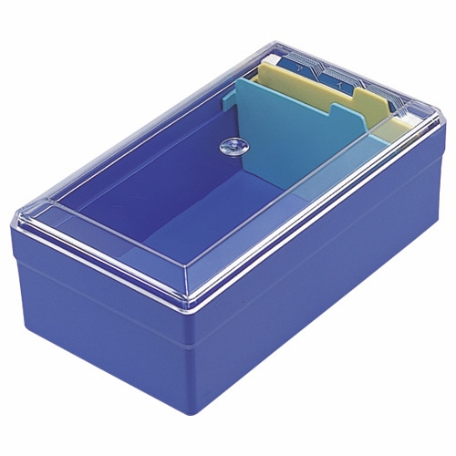 ライオン事務器　名刺整理箱　W102×D180×H70mm　500枚収容　青　No.51　1個（ご注文単位1個）【直送品】