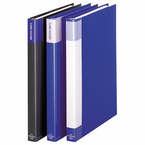 ライオン事務器　名刺ホルダー　サイドインタイプ　A4タテ　30穴　300枚　ブルー　MH-300R　1冊（ご注文単位1冊）【直送品】