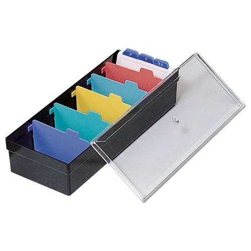 ライオン事務器　名刺整理箱　W102×D260×H70mm　800枚収容　黒　No.100　1個（ご注文単位1個）【直送品】