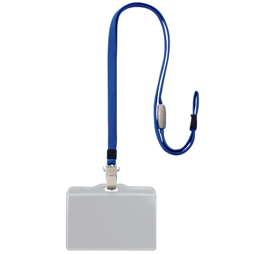 ライオン事務器　つりさげ名札　ヨコ型　ソフトタイプ　平ひも　ブルー　N-73MR　1個（ご注文単位1個）【直送品】